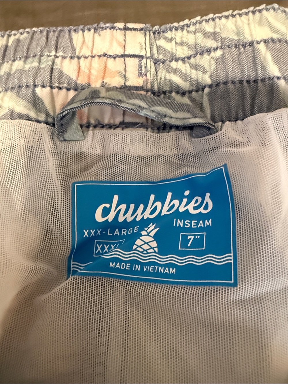 chubbies Gray Floral Swim Trunks with Peach Accents